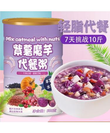 Purple potato and konjac cereal 500g/can food substitute Congee Sweet potato konjac flour healthy and nutritious breakfast porridge instant brewed Grain oatmeal powder Chinese snack gift pack (3can) - Buy Online on SooperMarket.com