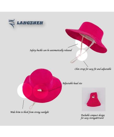 LANGZHEN Baby Girls Sun Protection Hat, Wide Brim Toddler Kids Summer Play Hat - Rose, 2-4 Years - Buy Online on SooperMarket.com