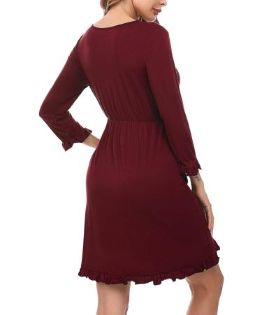 Bresdk Maternity Nightdress: Long Sleeve Nursing Nightgown for Pregnant Women - Buy Online on SooperMarket.com