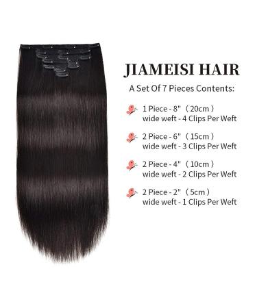 Double Weft Remy Human Hair Clip In Extensions 12 Inch #1B Natural Black - 70g 7pcs Silky Straight - Pack of 7 - Shop Now! - Buy Online on SooperMarket.com