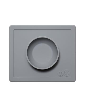 ezpz Happy Bowl (Gray) - 100% Silicone Suction Bowl with Built-in Placemat for Toddlers + Preschoolers Dishwasher Safe Grey