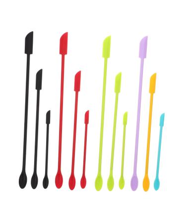 Foytoki 12 pieces cosmetics bottle -floor scraps of jam jar bottle spatula simple scraper mini spatula silicone glass patple long handle scraper kitchen requirement