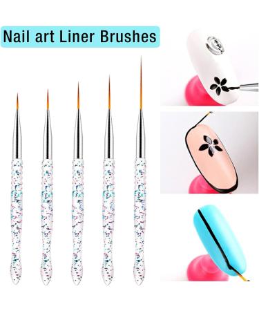WACURRENTHYD 5Pcs Nail Art Liner Brushes Set - Thin Nail Gel Polish Painting Brushes for Precise Nail Art Designs (7/9/11/15/18mm) - Buy Online on SooperMarket.com