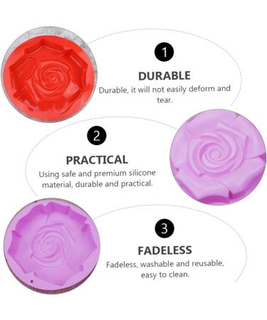 HOMSFOU 3pcs Rose Cake Mold Silicone Flower Cake Pan Homemade Soap Molds Birthday Cake Mold Silicone Muffin Cup Silicone Pie Baking Pan Baking Tiramisu Pan Mini Bread Pan Silica Gel 24X24X5CMx3pcs - Buy Online on SooperMarket.com