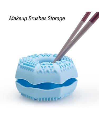 BORDSTRACT 2PCS Makeup Brush Cleaning Folding Bowl Beauty Tool Cleaning Washing Bowl Cute Shaped Soft Silicone Cosmetic Brushes Washing Tool Blue Purple - Buy Online on SooperMarket.com