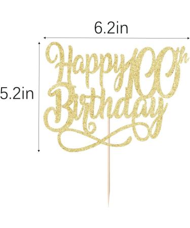 Qertesl Gold Glitter Happy 100th Birthday Cake Topper Cheers to 100 Years happy 100th Birthday Cake Topper 100th Anniversary Cake Topper men and women 100 years old happy birthday Party Decoration Gold100 - Buy Online on SooperMarket.com