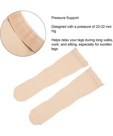 Thigh-High Compression Stockings for Varicose Veins - Beige 23-32 mmHg Closed Toe Sports Socks | International Shipping Available - Buy Online on SooperMarket.com