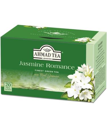 Ahmad Tea Jasmine Romance Green Tea with Jasmine Flowers - 20 Tea Bags (2g) - Ribbon Tea Bags - Pack of 1 - Buy Online on SooperMarket.com