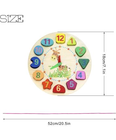 Wooden Learning Clock Toy for Kids - Educational Clock with Rope Numbers & Shapes | Perfect for Children Ages 3+ - Buy Online on SooperMarket.com