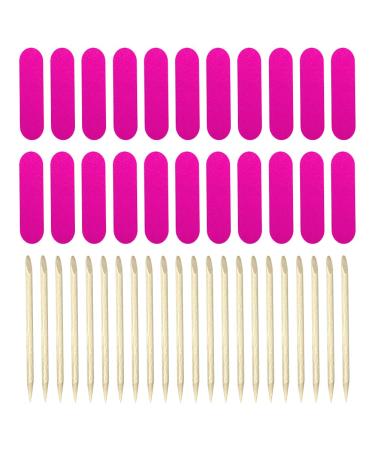 50 Sets Nail Files Wood Sticks Small Mini Nail Files Wooden Cuticle Pusher Remover Double Sided Fingernail Files Press on Nail Tool Kit for Manicure Pedicure