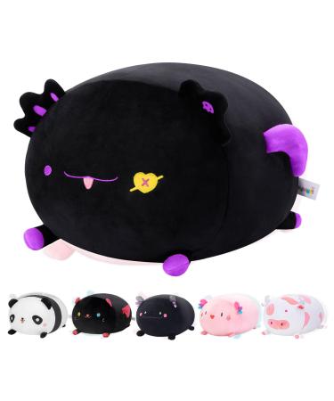 Mewaii 16'' Soft Devil Axolotl Plush Pillow Stuffed Animals Plushies Squishy Pillow - Fluffy Cuddle Plush Pillow Toys for Adults Girls Boys(Black) Black Devil Axolotl 16in/40cm