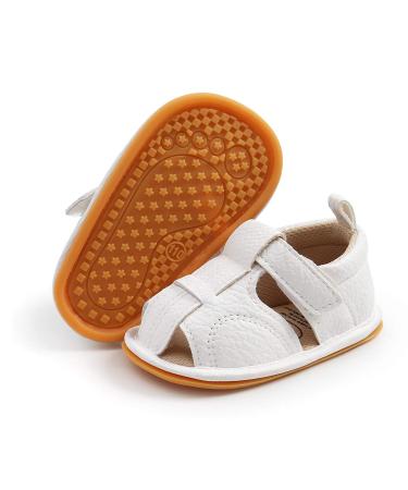 RVROVIC Baby Boys Girls Sandals Soft Sole Summer Infant Crib Shoes Lightwight Toddler Prewalker Outdoor Walking Shoes 12-18 Months 2 White
