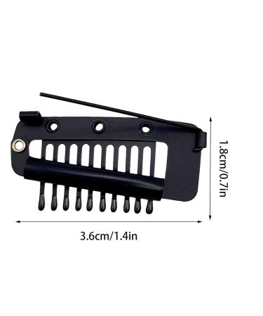 4-Piece Hair Extension Clamps - Metal Wig Clinging Snap Brackets for Women - 10 Teeth Black Comb Clips - Buy Online on SooperMarket.com