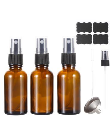 ALIFEIA 30ml Amber Glass Spray Bottles Small Empty Fine Mist Refillable Travel Spray Bottle for Cleaning Perfume Aromatherapy Cosmetic Sprays Hair Essential Oils with Fine Mist Dispenser(3 Pack) Amber 3 Pack 30ml