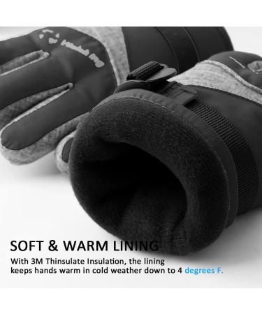 WALSKING Kids Winter Gloves - Waterproof Insulated Ski Gloves for Boys Girls Youth - Black Medium (9-12 years) - Buy Online on SooperMarket.com