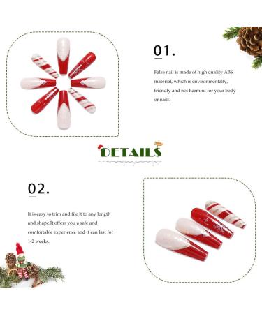 Vatocu Christmas Snowflakes Glitter False Nails - 24pcs Long Xmas Press on Nails for Women and Girls - Buy Online on SooperMarket.com