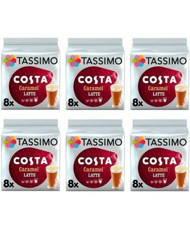 Tassimo Compatible Costa Latte Caramel Coffee Pods 16 discs - (Pack of 6 Total 96 discs 48 Drinks) - Buy Online on SooperMarket.com