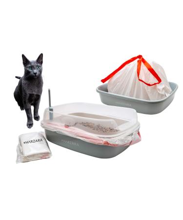Harzara Premium Cat Litter Large Liners/Bags (10 Pack). Biodegradable Leakproof & Drawstring Design for an Easy Quick Clean Up.