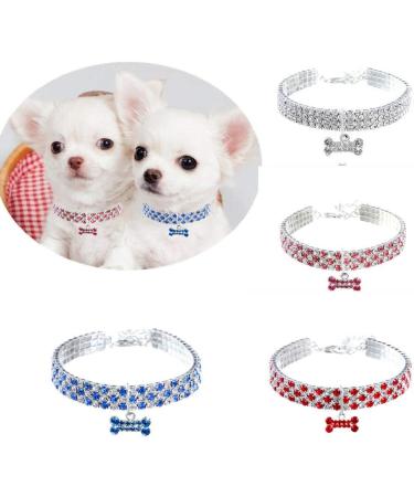 RayMinsino Pet collar with diamonds adjustable crystal diamond elastic bone pendant wedding cat and dog small pet necklace jewelry S White - Buy Online on SooperMarket.com