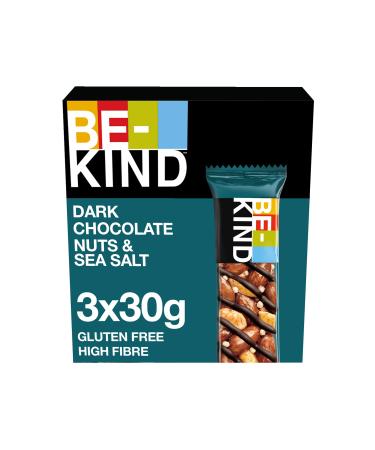 BE-KIND Chocolate Cereal Bar Gluten Free Snack Dark Chocolate Nuts & Sea Salt 3 x 30 g Dark Chocolate 30 g (pack of 3)