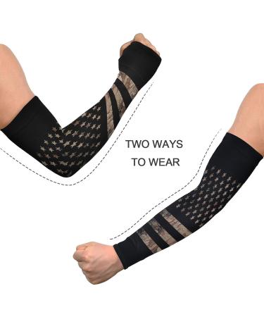 Dussdil American Flag Camou Gardening Arm Sleeves - Desert Camouflage UV Sun Protection Cooling Sleeves for Men and Women - Buy Online on SooperMarket.com