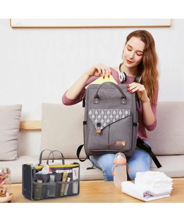 Lekebaby Diaper Backpack - Multifunctional Gray Baby Diaper Bag with Organizer & Changing Pad - Large Capacity Travel Bag for Parents - Buy Online on SooperMarket.com
