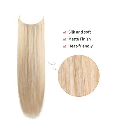 REECHO Invisible Wire Hair Extensions | Adjustable Size Secret Hairpiece for Women | 24 Inch Light Blonde | Removable Clips | Pack of 1 - Buy Online on SooperMarket.com