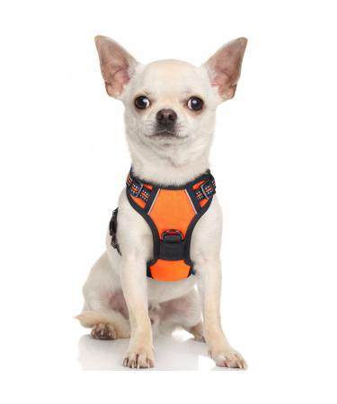 Rabbitgoo dog harness Small dog anti -train cuddling dog with control no pull adjustable dog harness large dogs breathable reflex stripes breast harness dog safe guidance orange xs XS (1 Pack) orange