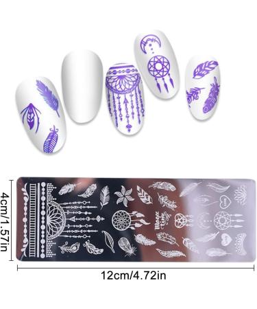 CWed 4-Piece Nail Stamp Set - Bubble Plate Scraper & Art Designs for Manicure | French Nails Animal Lace & More - Buy Online on SooperMarket.com