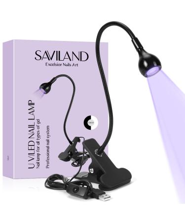 Saviland U V LED Light for Nails Mini Black Lights LED Nail Lamp with Securing Clip Rotatable Nail Dryer Nail Art U V Nail lamp (3W) for Curing Gel Polish U V Nail Gels Manicure Home DIY