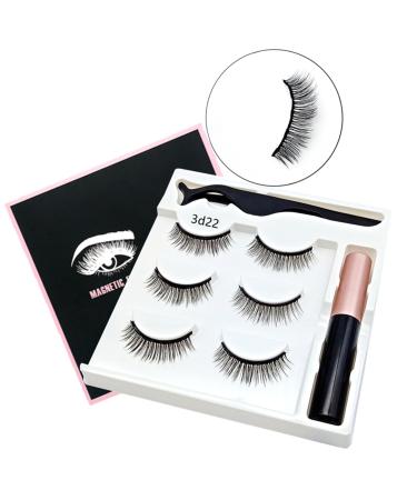Magnetic Eyelashes And Eyeliner Kit 3 Pairs Reusable Magnetic Lashes With Eyeliner 3D Natural Look False Eyelashes Magnetic Eyelashes Natural Looking Lashes