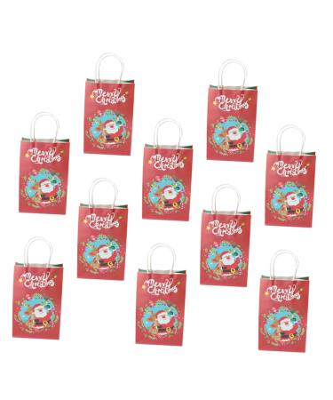 Healeved 10pcs Christmas Paper Bags Paper Gift Bag Christmas Gift Bags Christmas Bag Christmas Goodie Bag Paper Sweet Bag Brown Paper Bag Party Bags with Handles Portable Elder Candy Bag