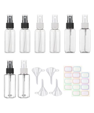 BEIIEB 8 Pieces Clear Spray Bottle with 4 Pieces Funnels 16 Stickers 50ml Atomizer Pump Bottle Perfume Atomizer Refillable Portable Travel Bottle for Travel Business Trip Camping