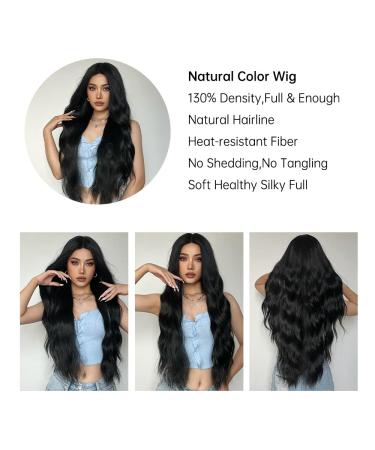 28-Inch Black Wig for Women - Natural Look, Synthetic Long Wavy, Heat Resistant, Perfect for Daily & Party Wear - Buy Online on SooperMarket.com