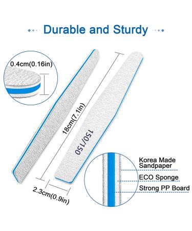 Nail Files 150/150 Grit - 12pcs Emery Boards for Poly Gel & Acrylic Nails | Coarse Files for Manicure & Pedicure at Home or Salon - Buy Online on SooperMarket.com
