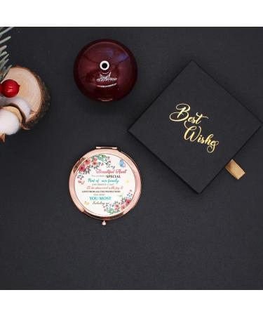 Personalized Rose Gold Compact Mirror - Unique Gift for Aunt | Aunt Quote | Meaningful Birthday Present from Niece - Buy Online on SooperMarket.com
