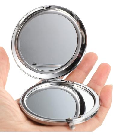 KALLORY Mini Rhinestone Compact Mirror - Double-Sided Hand Held Makeup Vanity Mirror for Women and Girls - Small Purse Mirror with Magnification - Silver - Buy Online on SooperMarket.com