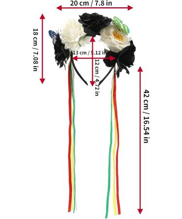 WELROG Halloween Floral Headband Rose Flower Headpiece Day of the Dead Headband Halloween Fancy Dress Costume Accessory (Black-White) - Buy Online on SooperMarket.com