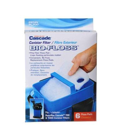 Penn-Plax Cascade Bio-Floss Replacement Poly Fiber Floss Pads for Various Cascade Canister Aquarium Filters (500, 700/1000, and 1200/1500)  6 Pack Cascade 700 or 1000 Canister Filters