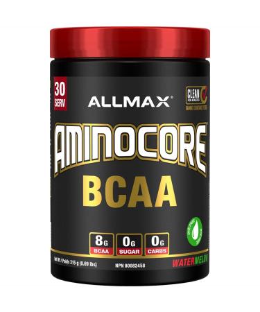ALLMAX Nutrition Aminocore Bcaa - 8g Bcaas - 100% Pure Branch Chained Amino Acids - Gluten Free 315 gram Watermelon Watermelon 315 g (Pack of 1) 8g Bcaas