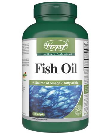 VORST Fish Oil 2000mg Per Serving (1000mg Per Softgel) 180 Softgels | Halal Omega 3 Supplement for Heart Brain & Bone Health | Includes Fatty Acids DHA and EPA | Easy to Swallow and Digest Liquid Softgel Capsules | Women & Men | 1 Bottle
