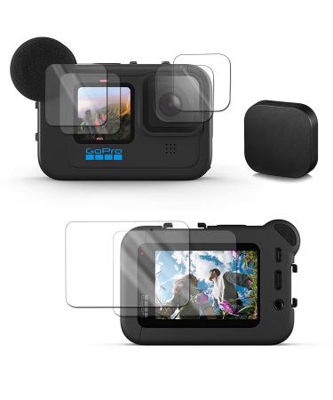 Taisioner Screen Protector for GoPro HERO 11 HERO 10 Black HERO 9 Black Fit Media Mod Ultra Tempered Glass Protective Foils with Lens Cover Accessories Kit