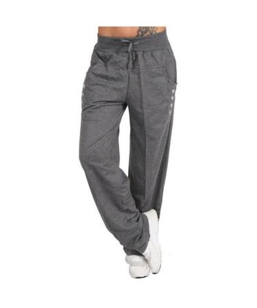 WILLBEST Womens Activewear Trousers Straight Leg Yoga Pants with Drawstring Soft Tracksuit Bottoms Gym Running Jogger Causal Work Lounge Sweatpants 970-djufh-d-grey 4XL