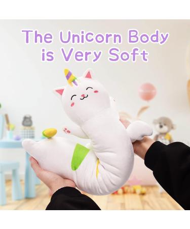 Kawaii Unicorn Plush Pillow - 60cm Long Stuffed Animal Gift for Christmas, Halloween, Birthday - White - Buy Online on SooperMarket.com