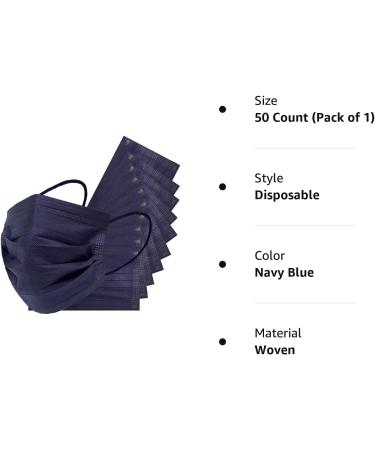 Everydayspecial Disposable Safety Mask 3 Layer Protection Face Mask - 50 pcs (Navy Blue) | Adult Size - Buy Online on SooperMarket.com