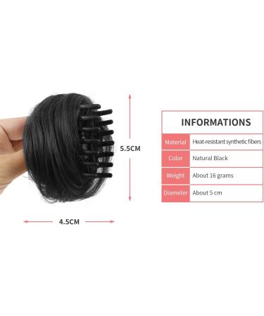 2PCS Mini Claw Fake Buns Hair Donut Chignon Clip in Scrunchies Natural Black - Buy Online on SooperMarket.com