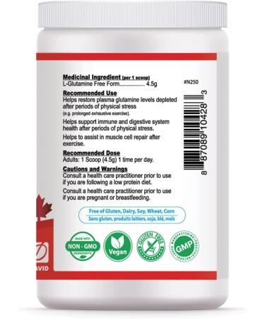 Nutridom L-Glutamine Powder 4 500 mg Fermented Plant Based Unflavoured Vegan Amino Acid Supplement for Gut Health & Immune Function Gluten free Soy free and Dairy free 60 Servings 300 g - Buy Online on SooperMarket.com