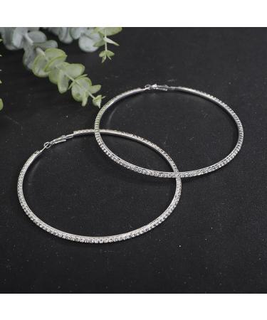 Jumwrit Shiny Big Hoop Rhinestone Dangle Earrings | Sparkle Crystal Circle Studs | Fashion Jewelry Gift for Women - Buy Online on SooperMarket.com
