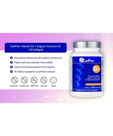 CanPrev D3 - Organic Coconut Oil | 120 Softgels | Pack of 1 l Helps Build And Maintain Bone Health 120 count (Pack of 1) - Buy Online on SooperMarket.com