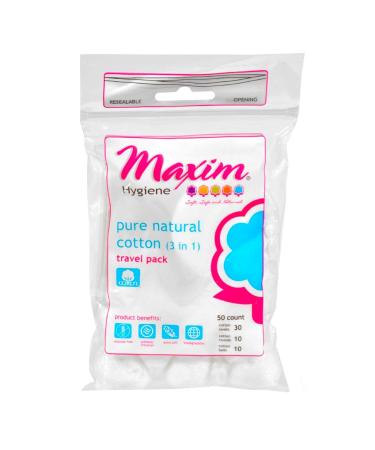 Maxim Hygiene 3 In 1 Pure Travel Pack Cotton Swabs (1x 50 Count)